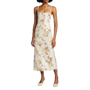 Brock Collection Sz 2 Dress Spaghetti Strap Floral Print Silk Satin